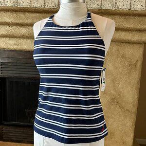 Tankini swim top, navy white, NEW, large